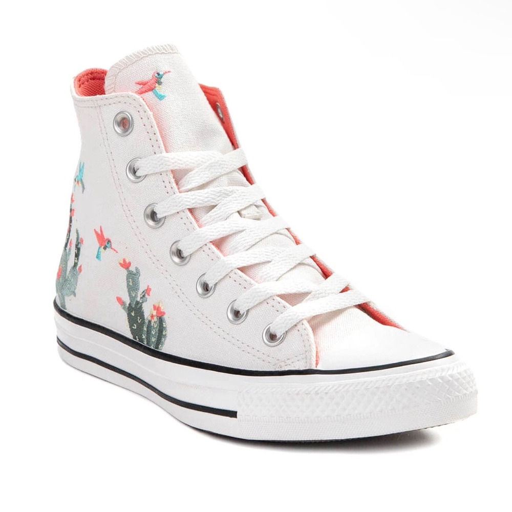 Converse White Floral High-Top Sneakers